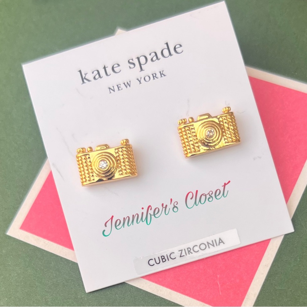 Kate Spade Pave Camera Stud Earrings / NWT